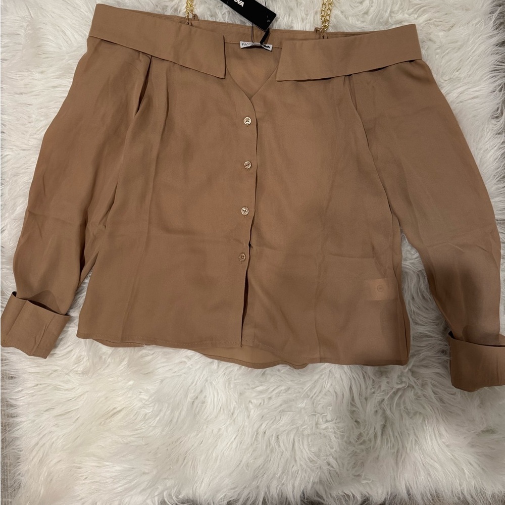 Sheer off the Shoulder Chiffon Blouse
